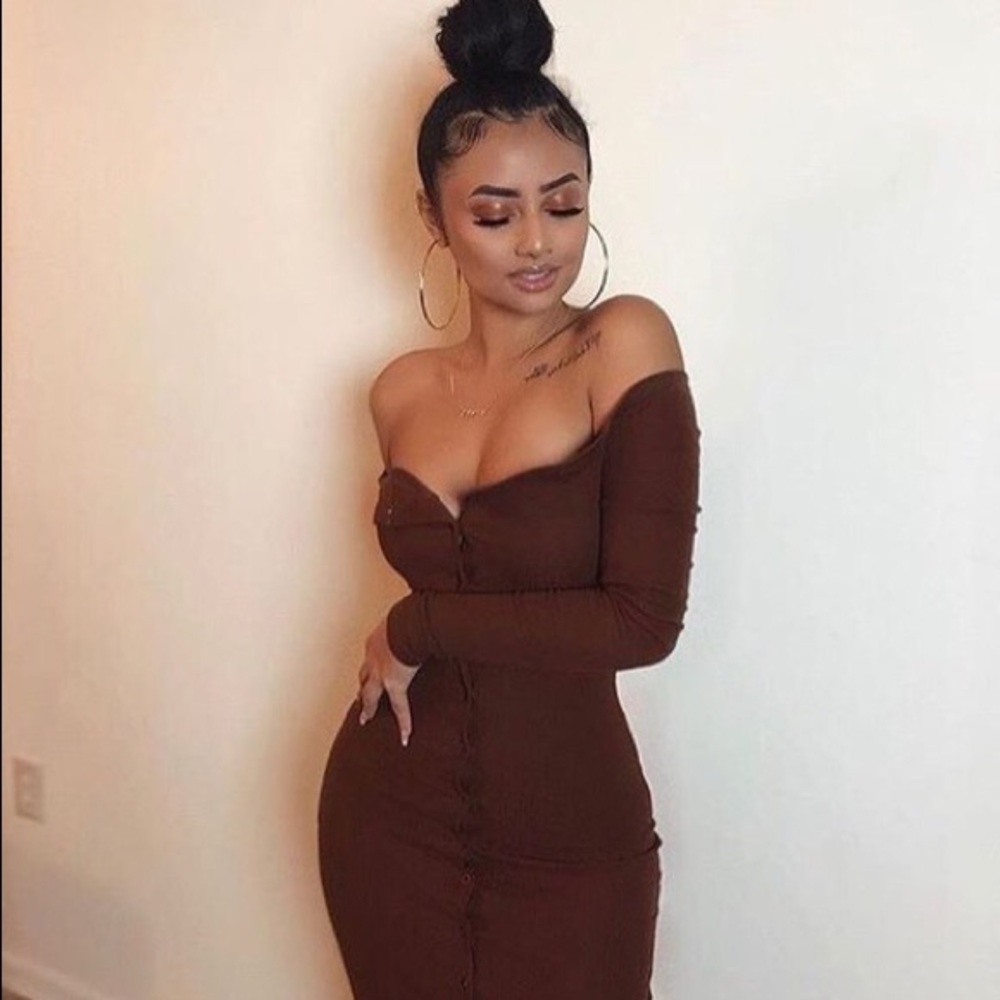 Brown Button Up Dress